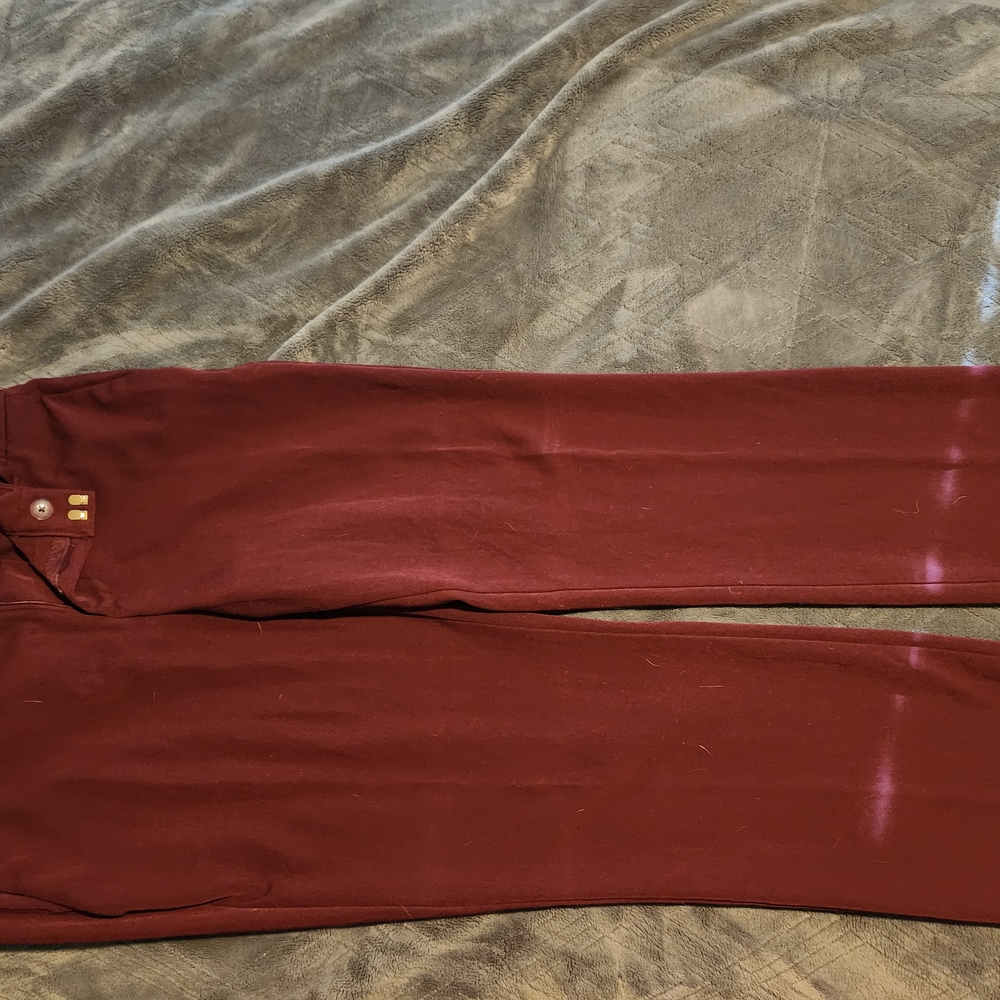 Burgundy Pants with Button Detail